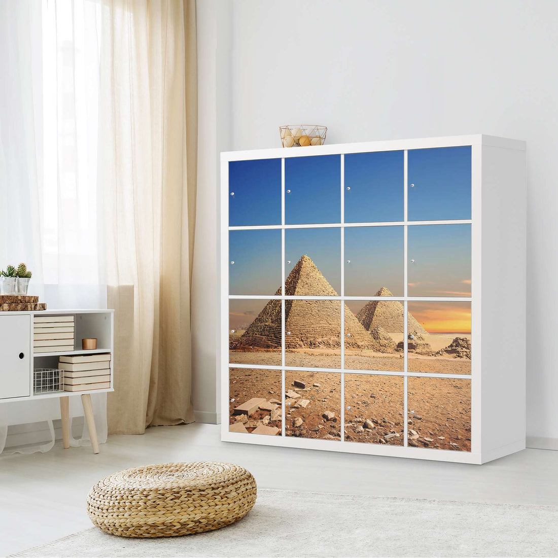 Selbstklebende Folie Pyramids - IKEA Expedit Regal 16 Türen - Wohnzimmer