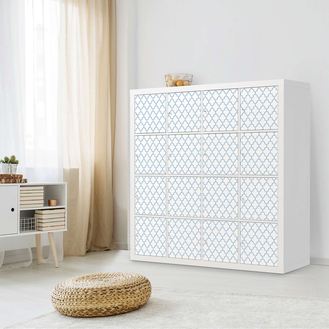 Selbstklebende Folie Retro Pattern - Blau - IKEA Expedit Regal 16 Türen - Wohnzimmer