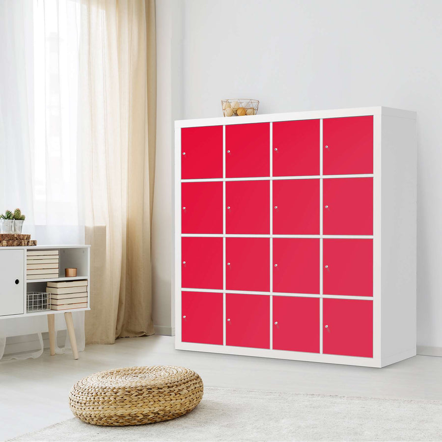 Selbstklebende Folie Rot Light - IKEA Expedit Regal 16 Türen - Wohnzimmer