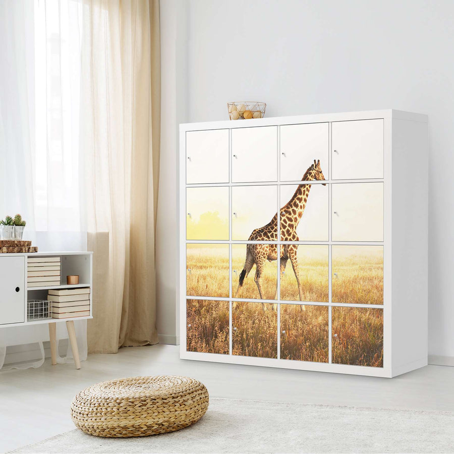Selbstklebende Folie Savanna Giraffe - IKEA Expedit Regal 16 Türen - Wohnzimmer