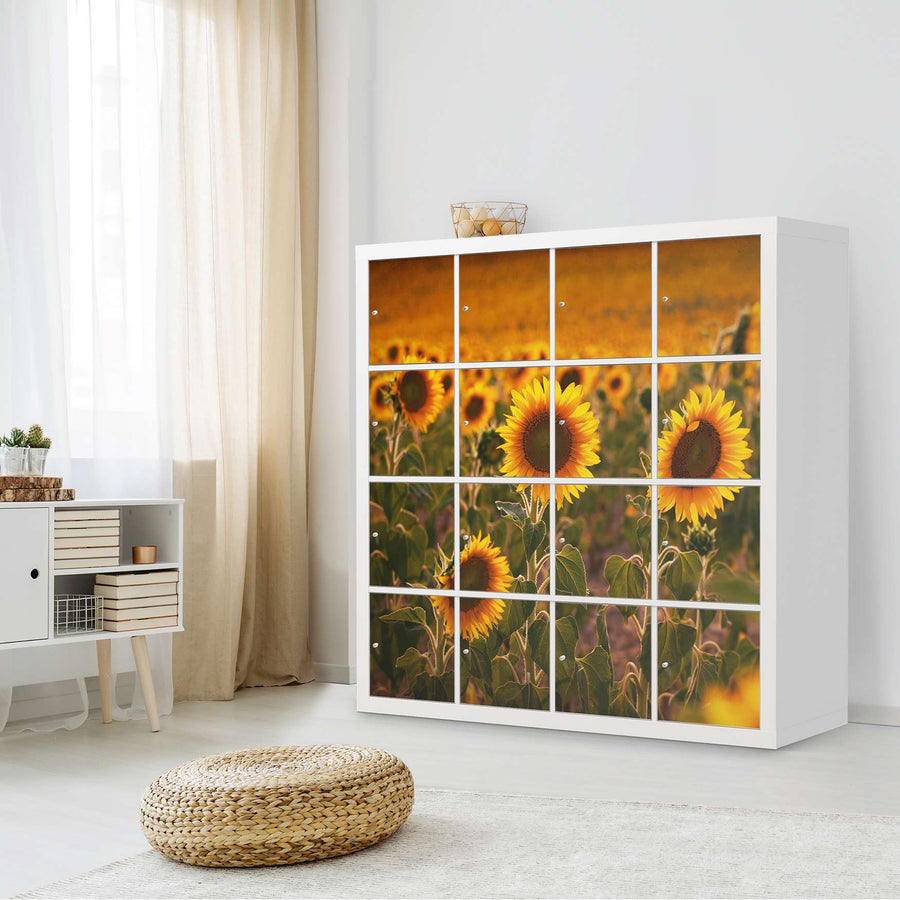 Selbstklebende Folie Sunflowers - IKEA Expedit Regal 16 Türen - Wohnzimmer
