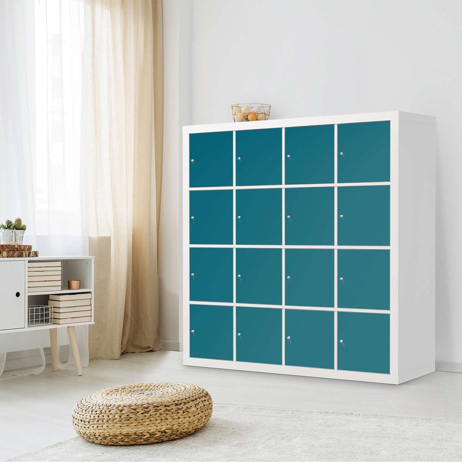 Selbstklebende Folie Türkisgrün Dark - IKEA Expedit Regal 16 Türen - Wohnzimmer