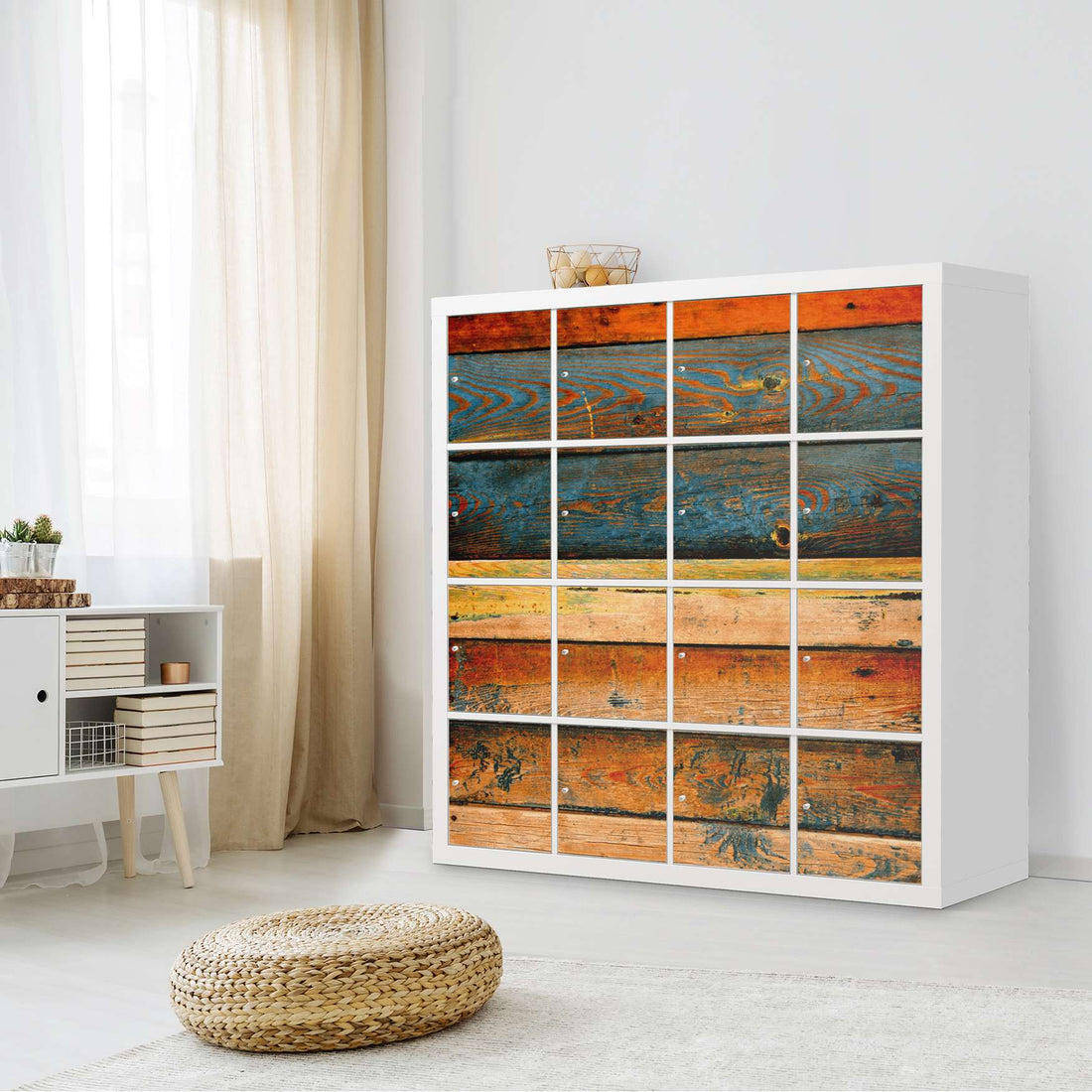 Selbstklebende Folie Wooden - IKEA Expedit Regal 16 Türen - Wohnzimmer