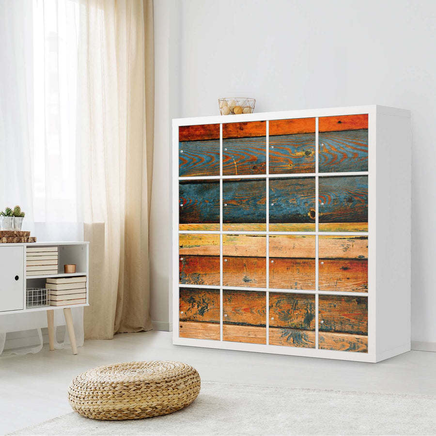 Selbstklebende Folie Wooden - IKEA Expedit Regal 16 Türen - Wohnzimmer