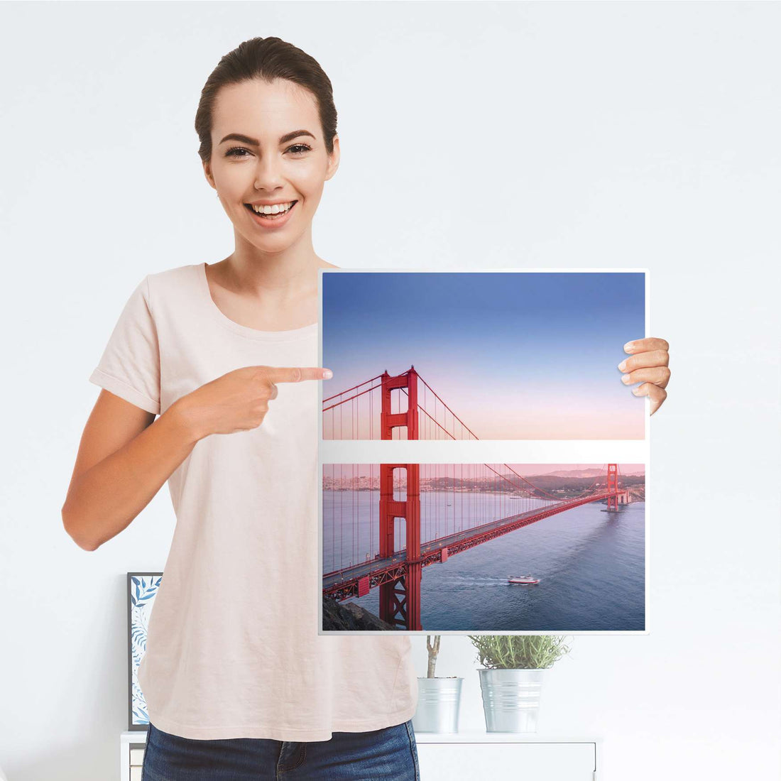 Selbstklebende Folie Golden Gate - IKEA Hemnes Kommode 2 Schubladen - Folie