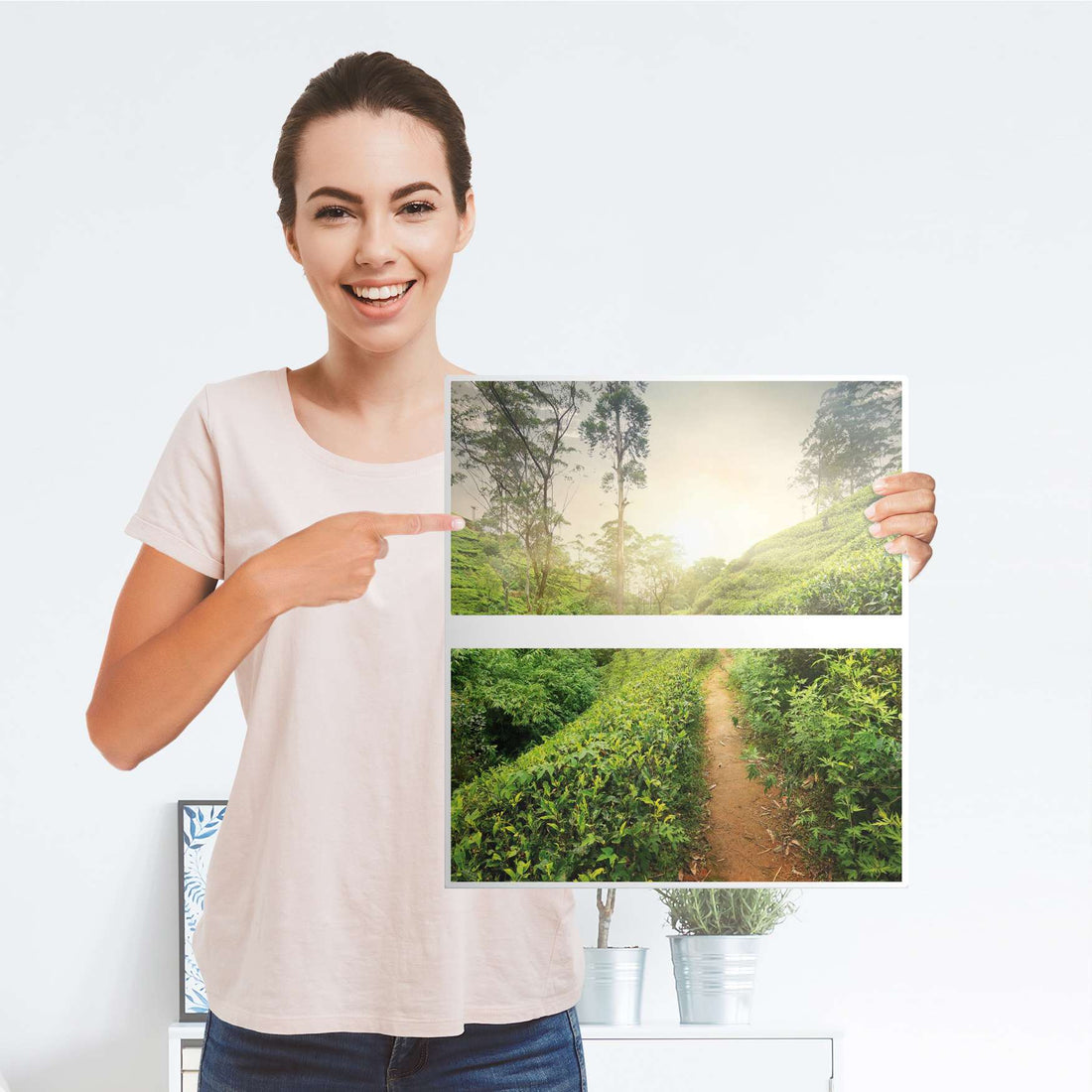 Selbstklebende Folie Green Tea Fields - IKEA Hemnes Kommode 2 Schubladen - Folie