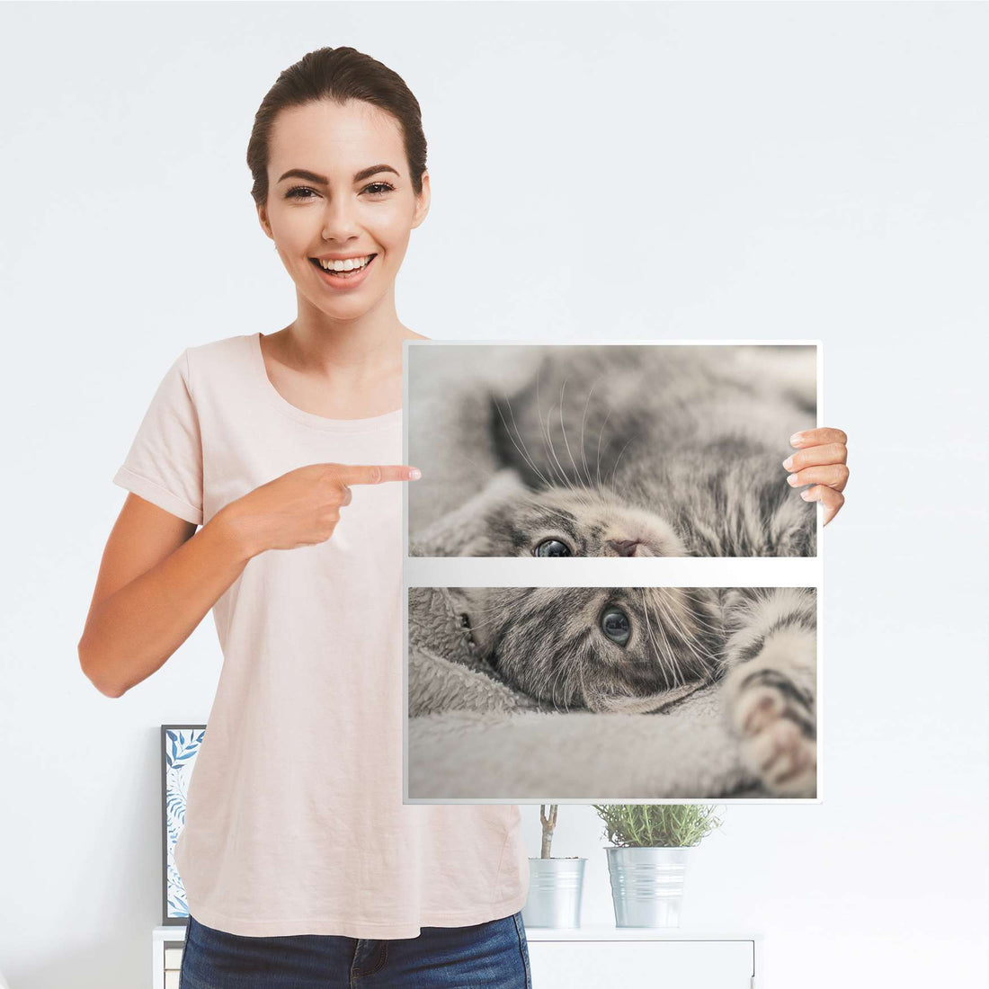 Selbstklebende Folie Kitty the Cat - IKEA Hemnes Kommode 2 Schubladen - Folie