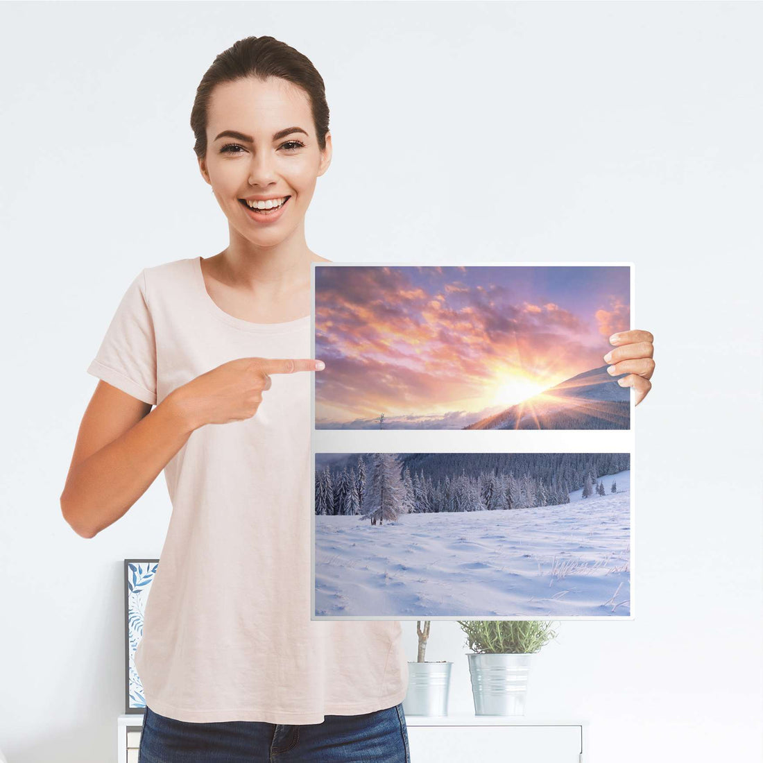 Selbstklebende Folie Zauberhafte Winterlandschaft - IKEA Hemnes Kommode 2 Schubladen - Folie