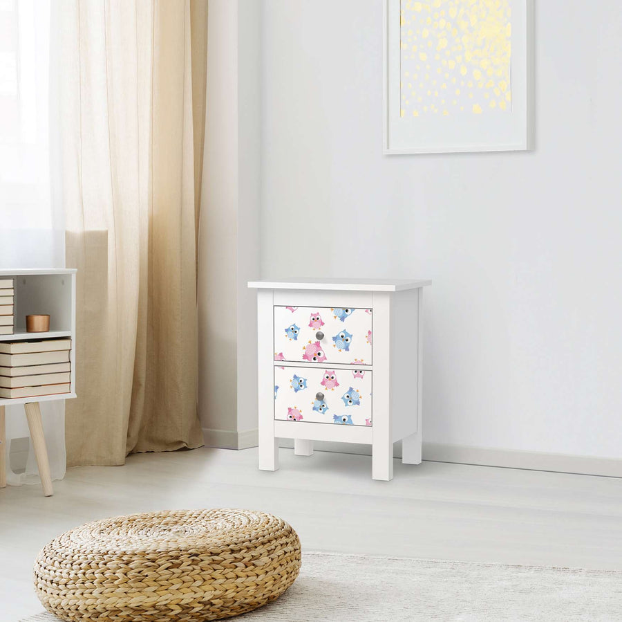 Selbstklebende Folie Eulenparty - IKEA Hemnes Kommode 2 Schubladen - Kinderzimmer