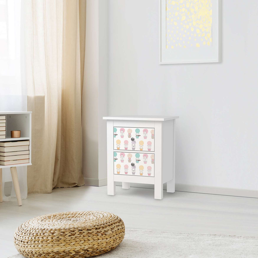 Selbstklebende Folie Flying Animals - IKEA Hemnes Kommode 2 Schubladen - Kinderzimmer