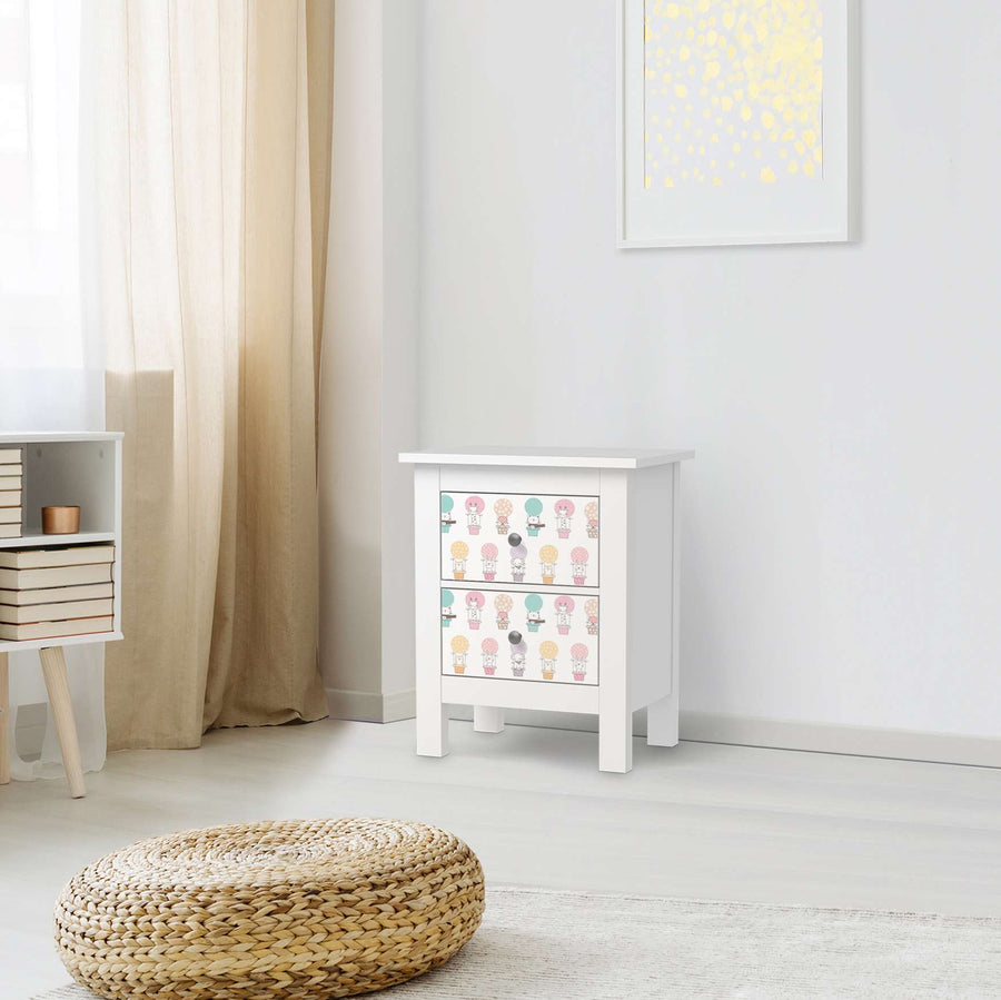 Selbstklebende Folie Flying Animals - IKEA Hemnes Kommode 2 Schubladen - Kinderzimmer