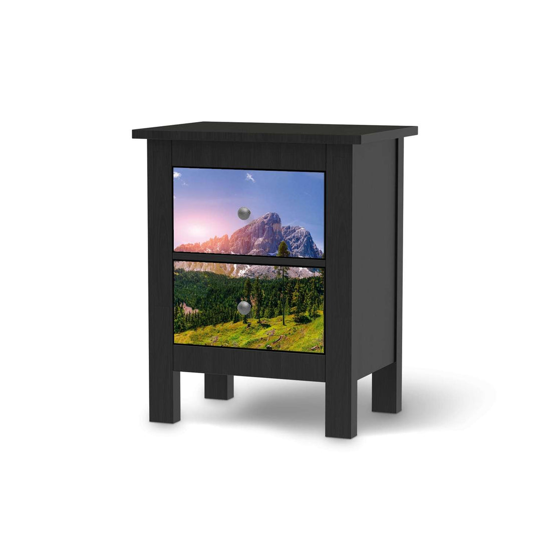 Selbstklebende Folie Alpenblick - IKEA Hemnes Kommode 2 Schubladen - schwarz