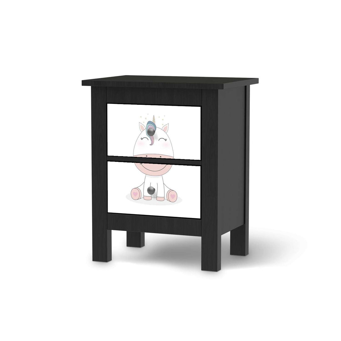 Selbstklebende Folie Baby Unicorn - IKEA Hemnes Kommode 2 Schubladen - schwarz