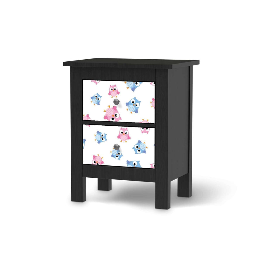 Selbstklebende Folie Eulenparty - IKEA Hemnes Kommode 2 Schubladen - schwarz