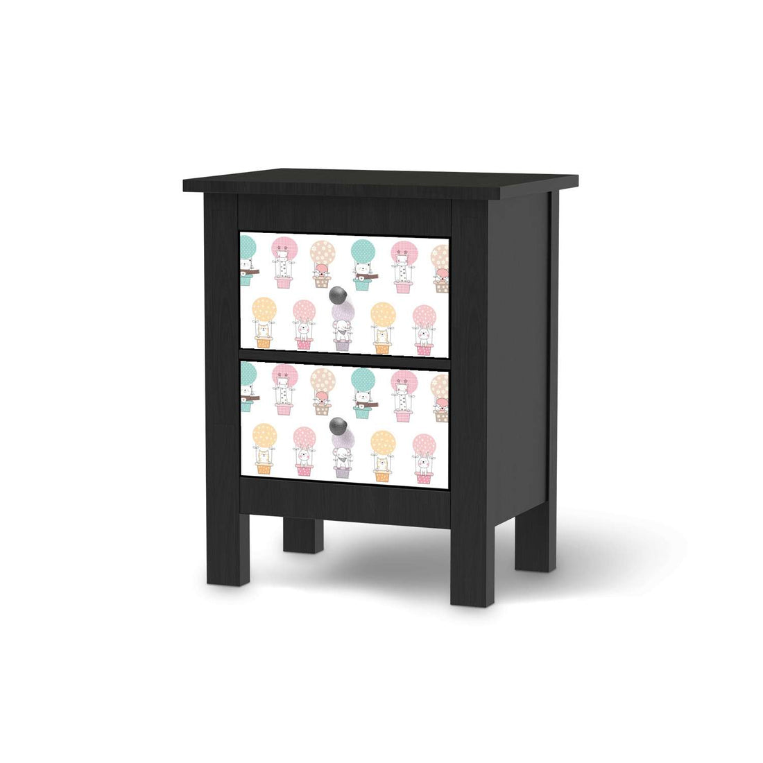 Selbstklebende Folie Flying Animals - IKEA Hemnes Kommode 2 Schubladen - schwarz