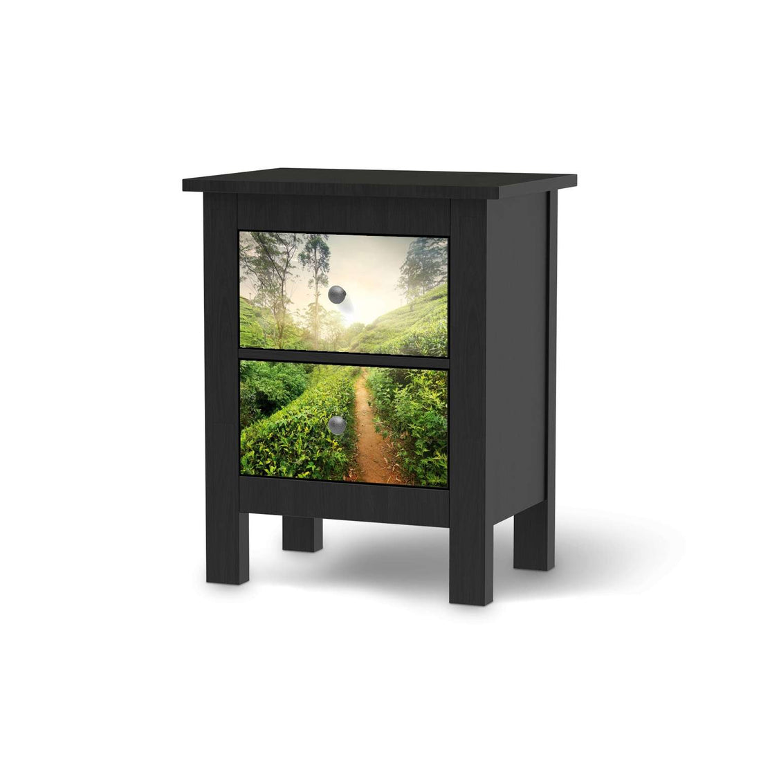 Selbstklebende Folie Green Tea Fields - IKEA Hemnes Kommode 2 Schubladen - schwarz