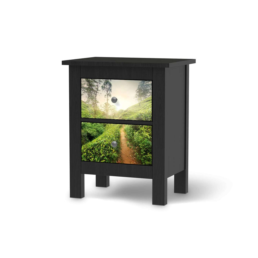 Selbstklebende Folie Green Tea Fields - IKEA Hemnes Kommode 2 Schubladen - schwarz