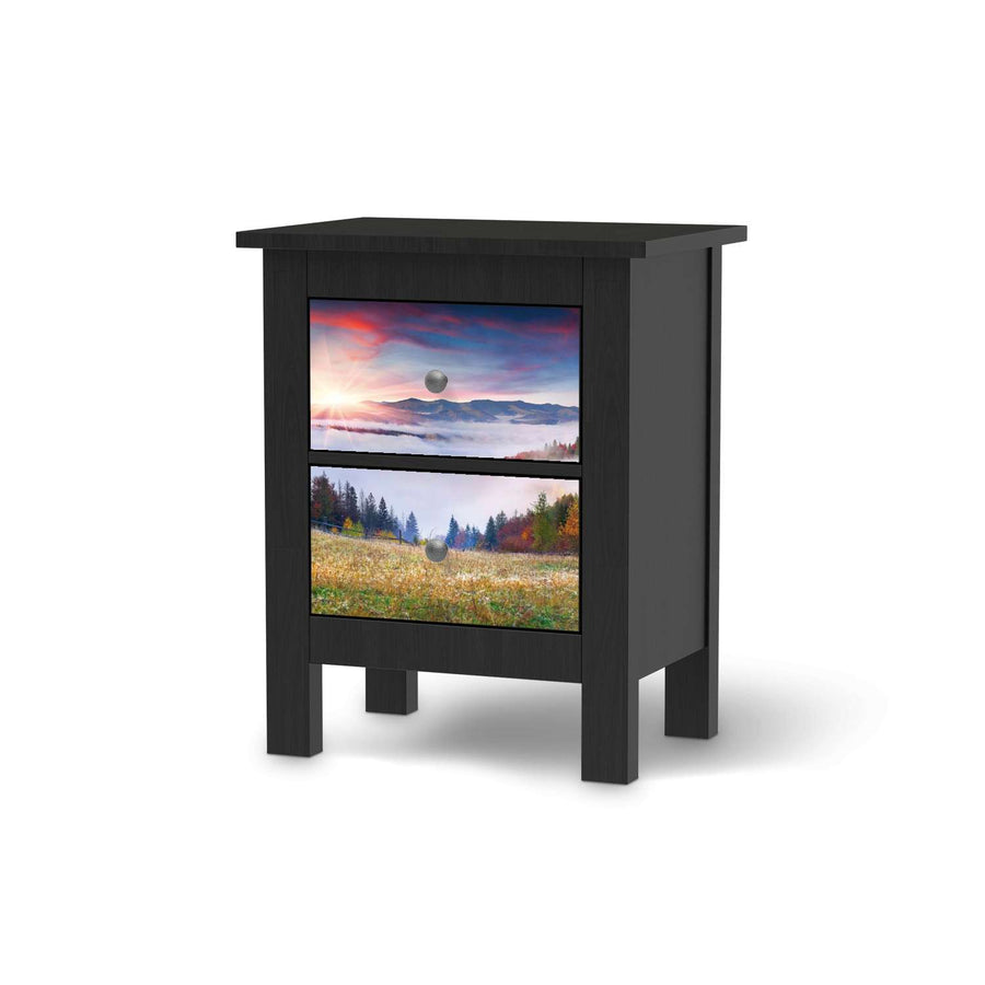 Selbstklebende Folie Herbstwald - IKEA Hemnes Kommode 2 Schubladen - schwarz
