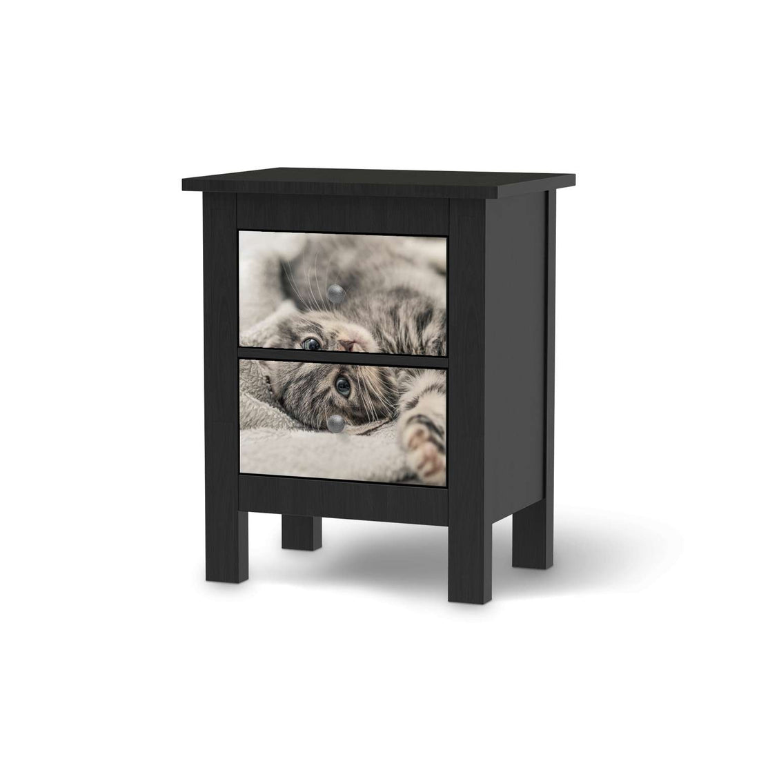 Selbstklebende Folie Kitty the Cat - IKEA Hemnes Kommode 2 Schubladen - schwarz