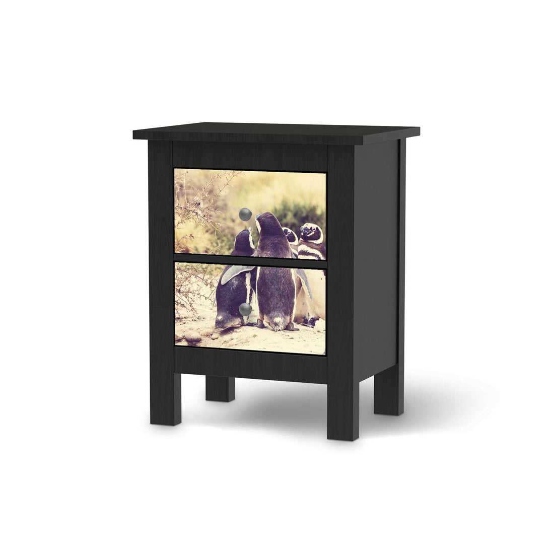 Selbstklebende Folie Pingu Friendship - IKEA Hemnes Kommode 2 Schubladen - schwarz