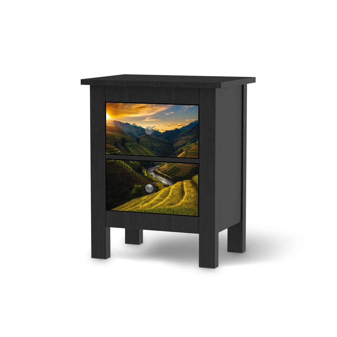Selbstklebende Folie Reisterrassen - IKEA Hemnes Kommode 2 Schubladen - schwarz