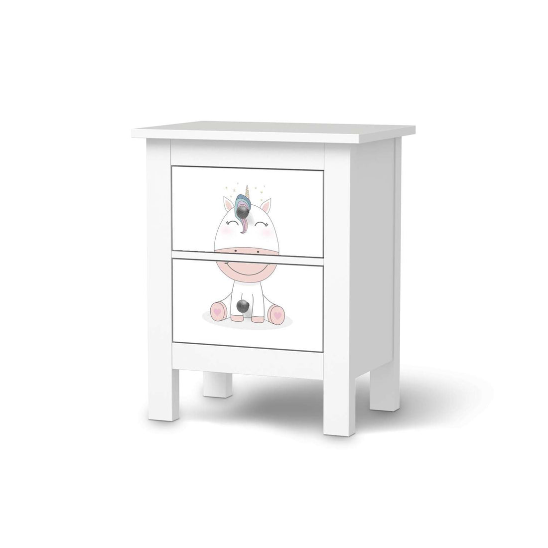 Selbstklebende Folie Baby Unicorn - IKEA Hemnes Kommode 2 Schubladen  - weiss