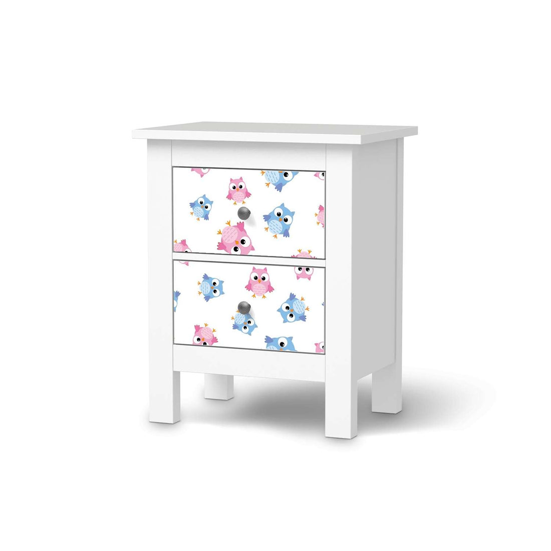 Selbstklebende Folie Eulenparty - IKEA Hemnes Kommode 2 Schubladen  - weiss