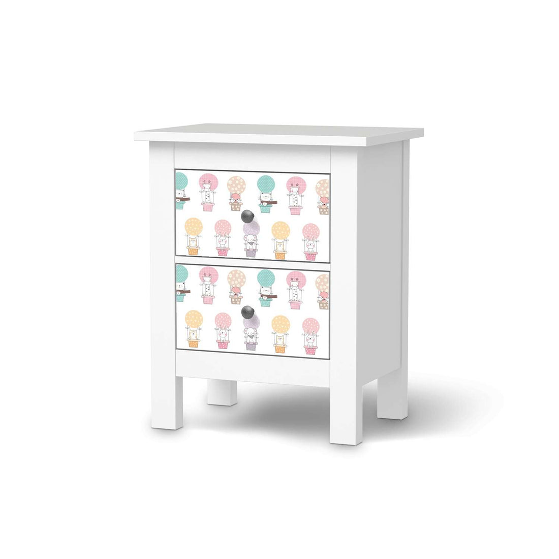 Selbstklebende Folie Flying Animals - IKEA Hemnes Kommode 2 Schubladen  - weiss