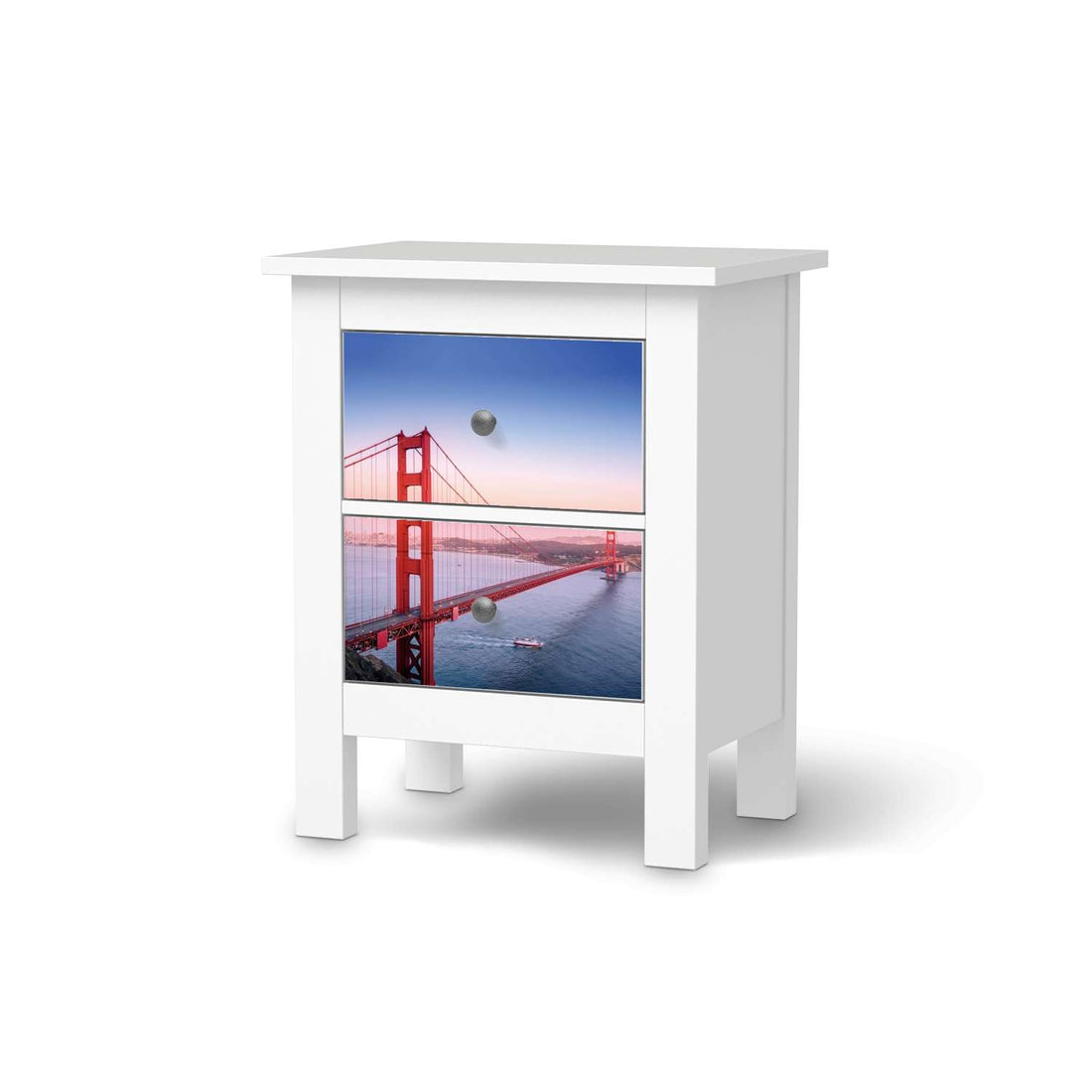 Selbstklebende Folie Golden Gate - IKEA Hemnes Kommode 2 Schubladen  - weiss