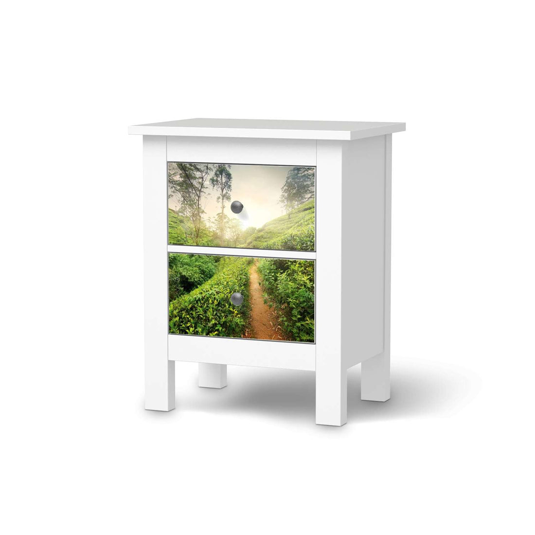 Selbstklebende Folie Green Tea Fields - IKEA Hemnes Kommode 2 Schubladen  - weiss