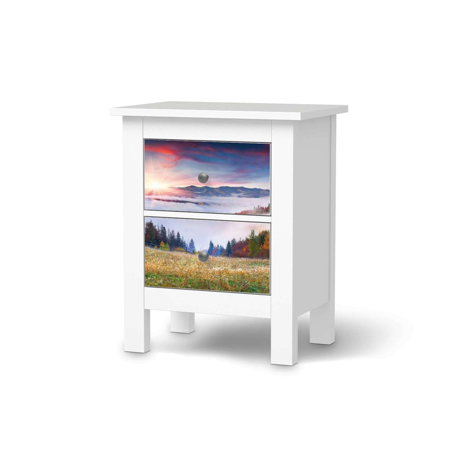 Selbstklebende Folie Herbstwald - IKEA Hemnes Kommode 2 Schubladen  - weiss