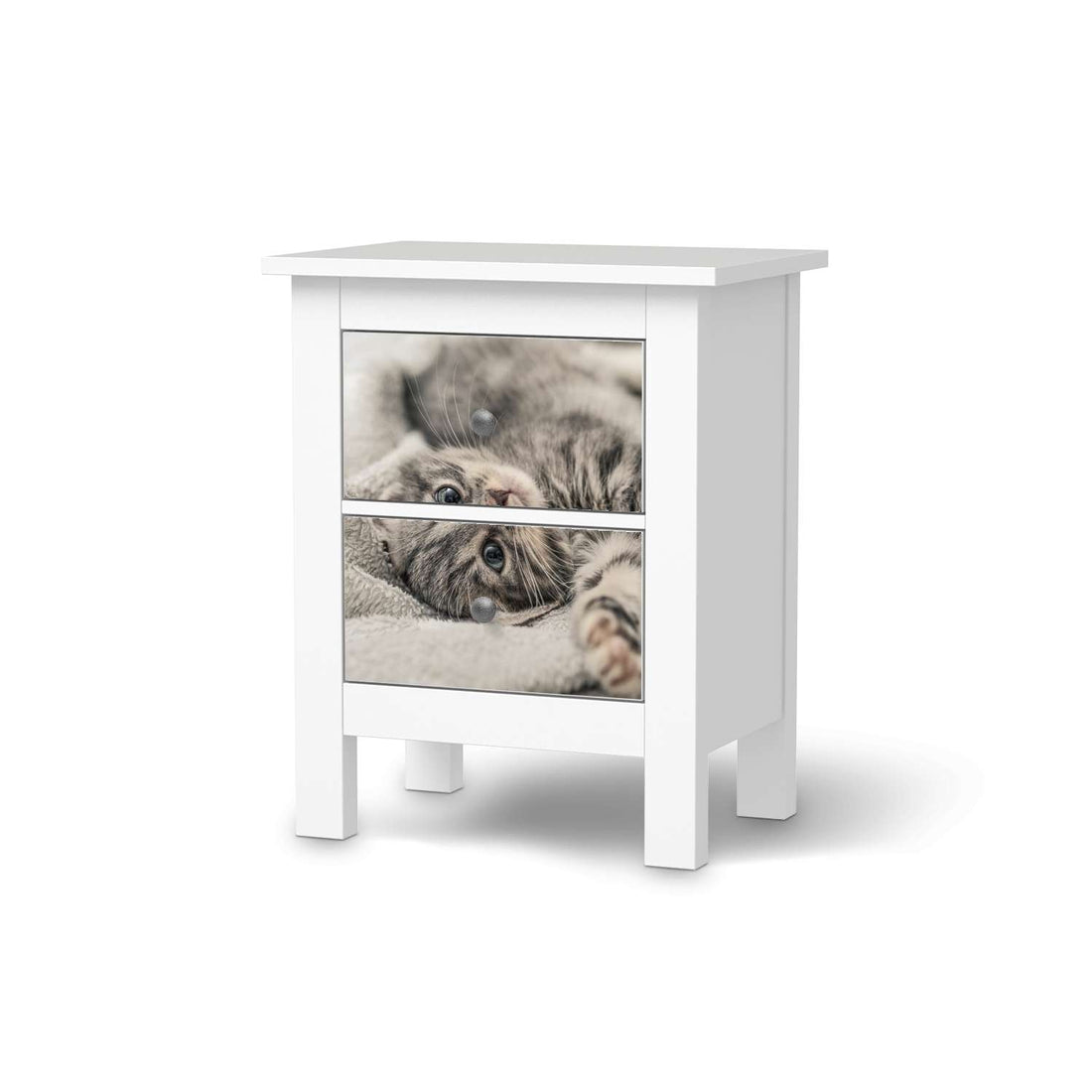 Selbstklebende Folie Kitty the Cat - IKEA Hemnes Kommode 2 Schubladen  - weiss