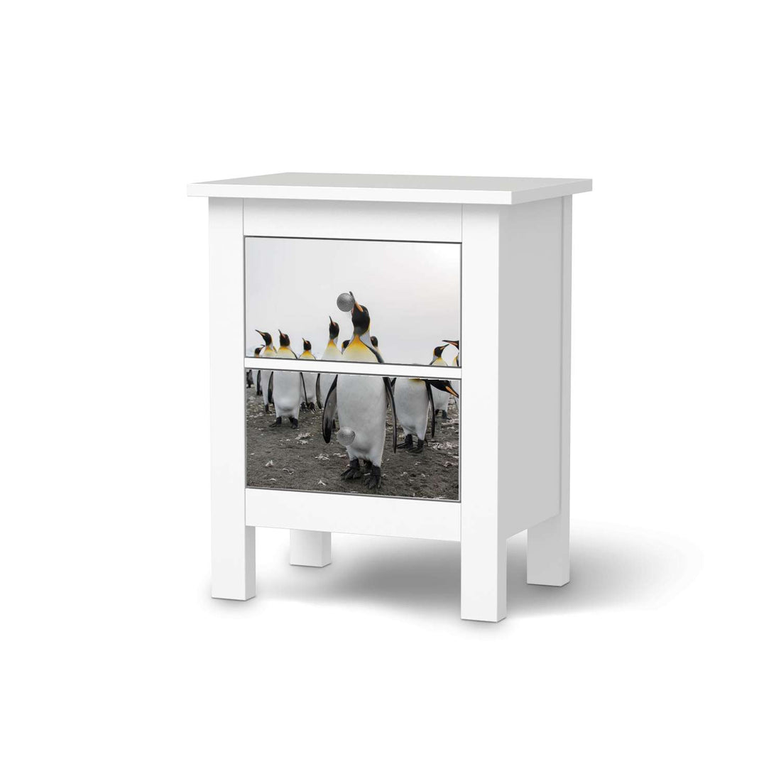 Selbstklebende Folie Penguin Family - IKEA Hemnes Kommode 2 Schubladen  - weiss