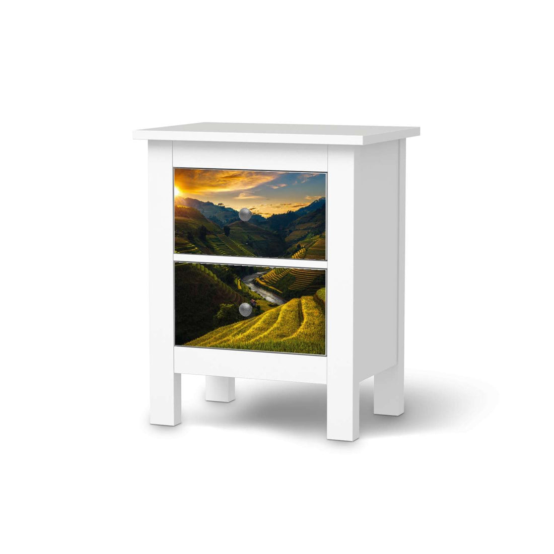 Selbstklebende Folie Reisterrassen - IKEA Hemnes Kommode 2 Schubladen  - weiss