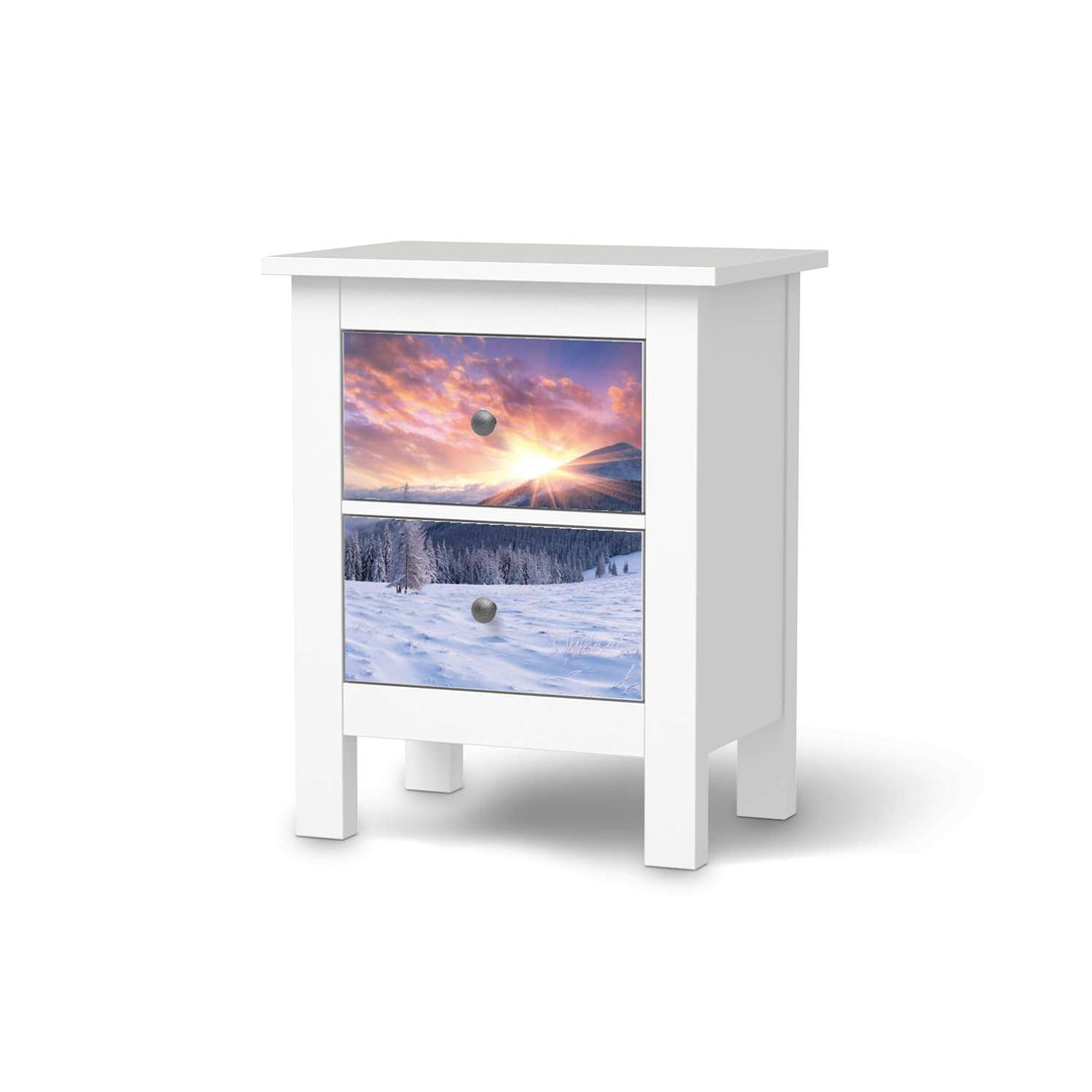 Selbstklebende Folie Zauberhafte Winterlandschaft - IKEA Hemnes Kommode 2 Schubladen  - weiss