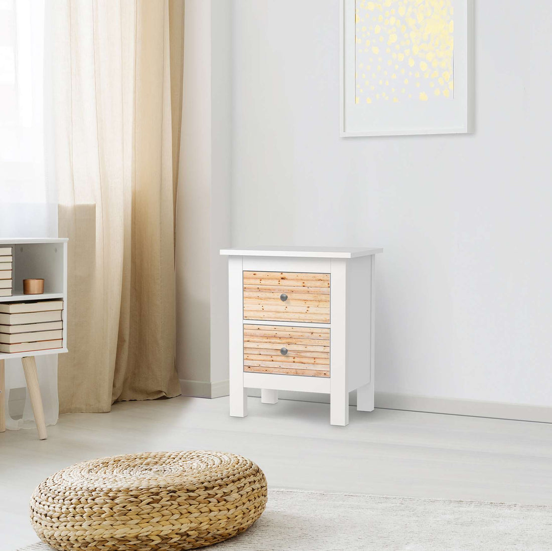 Selbstklebende Folie Bright Planks - IKEA Hemnes Kommode 2 Schubladen - Wohnzimmer