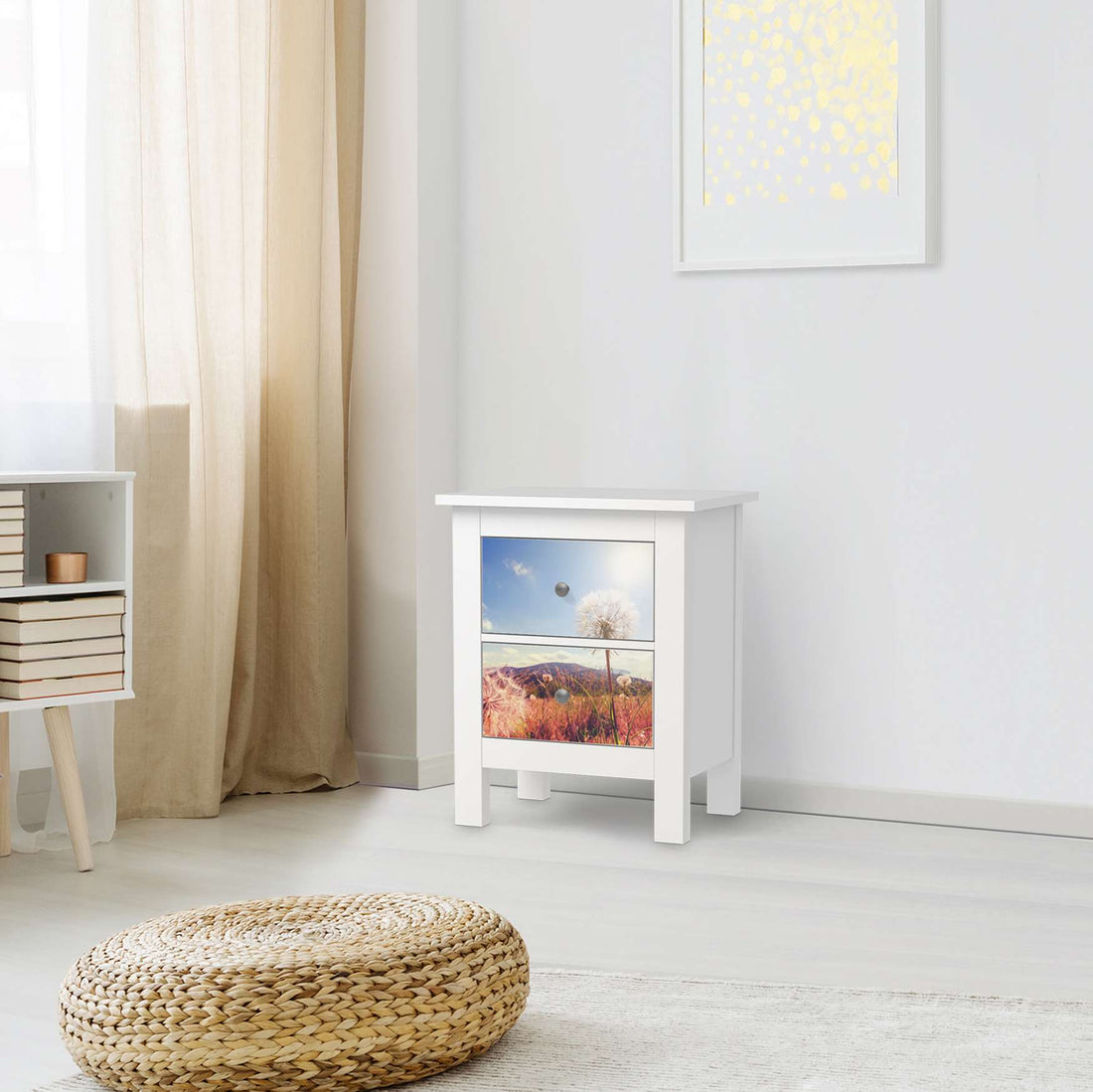 Selbstklebende Folie Dandelion - IKEA Hemnes Kommode 2 Schubladen - Wohnzimmer