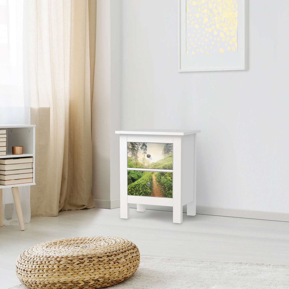 Selbstklebende Folie Green Tea Fields - IKEA Hemnes Kommode 2 Schubladen - Wohnzimmer