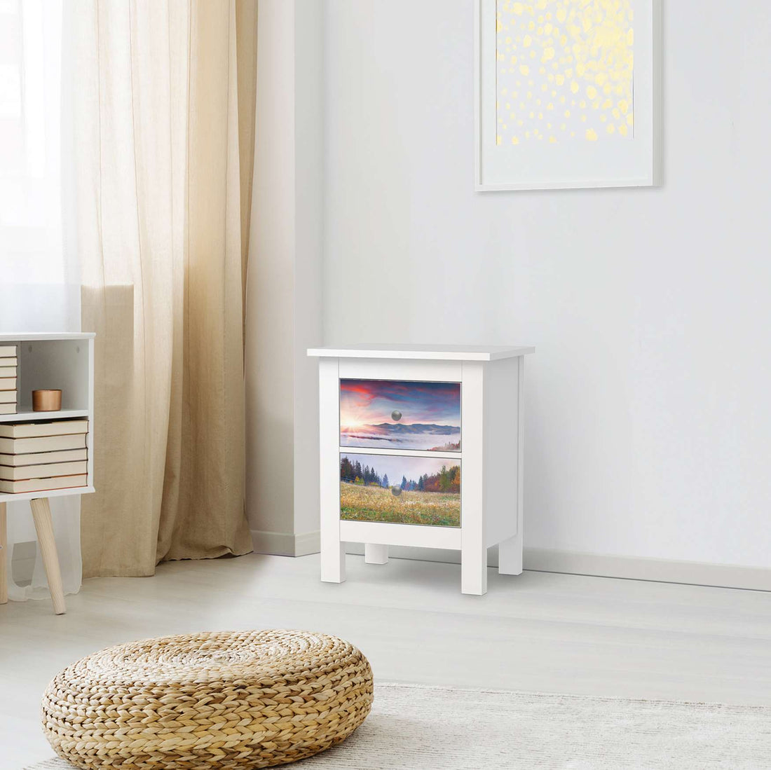 Selbstklebende Folie Herbstwald - IKEA Hemnes Kommode 2 Schubladen - Wohnzimmer