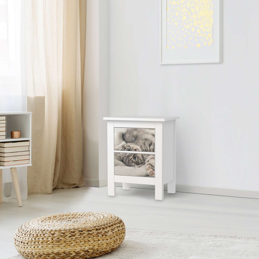 Selbstklebende Folie Kitty the Cat - IKEA Hemnes Kommode 2 Schubladen - Wohnzimmer