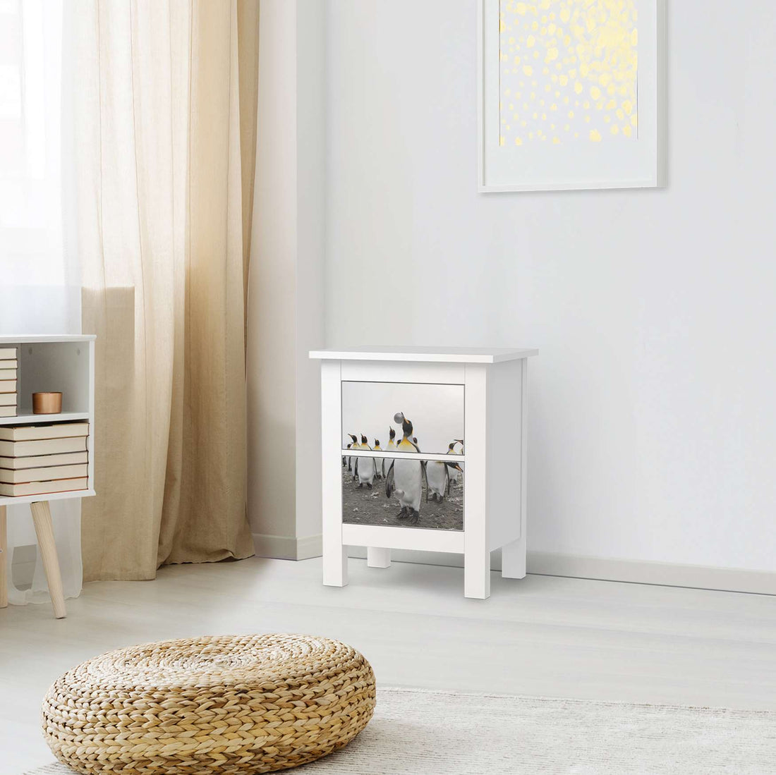 Selbstklebende Folie Penguin Family - IKEA Hemnes Kommode 2 Schubladen - Wohnzimmer