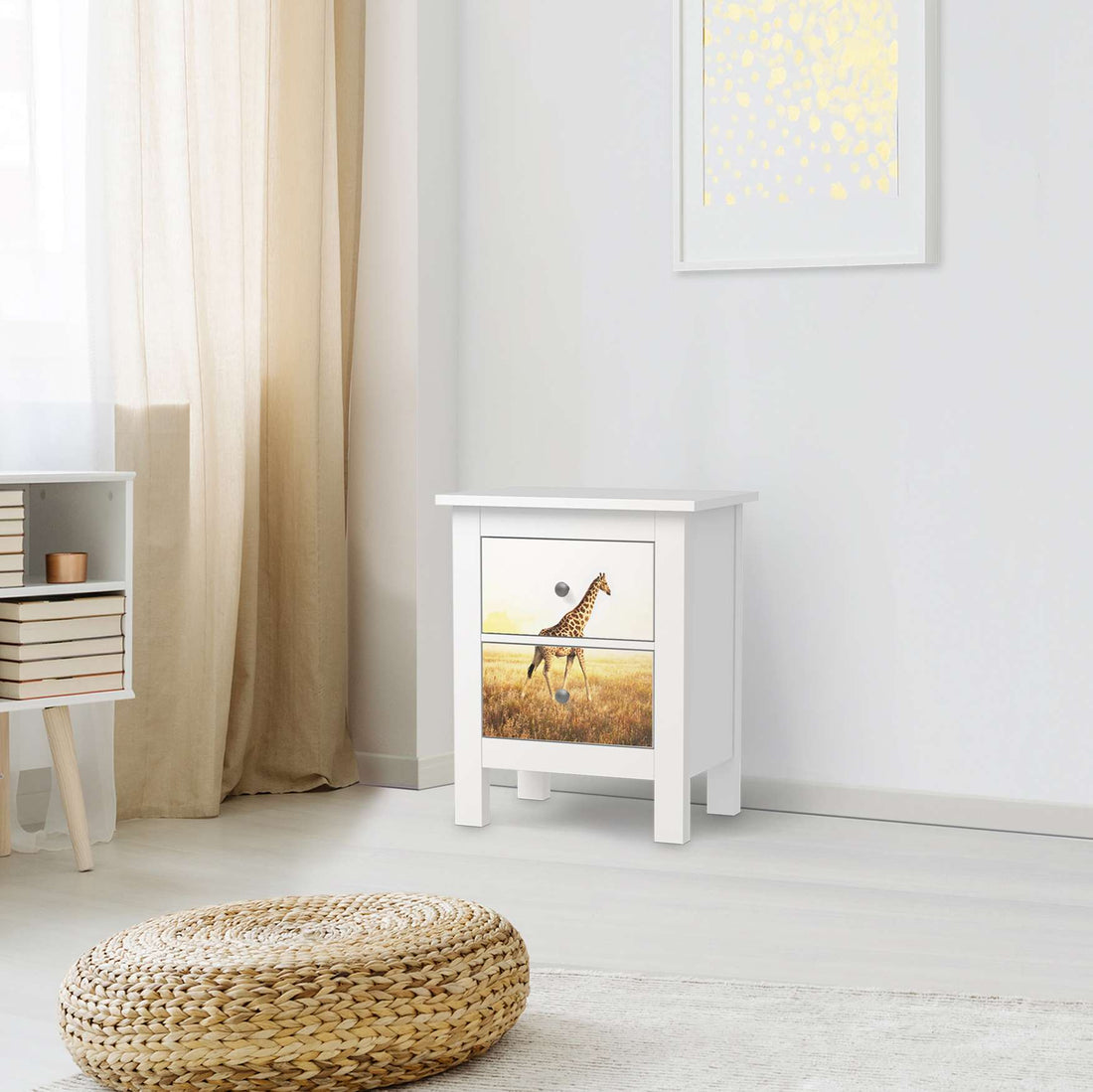 Selbstklebende Folie Savanna Giraffe - IKEA Hemnes Kommode 2 Schubladen - Wohnzimmer