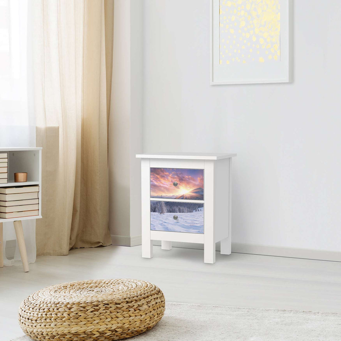 Selbstklebende Folie Zauberhafte Winterlandschaft - IKEA Hemnes Kommode 2 Schubladen - Wohnzimmer