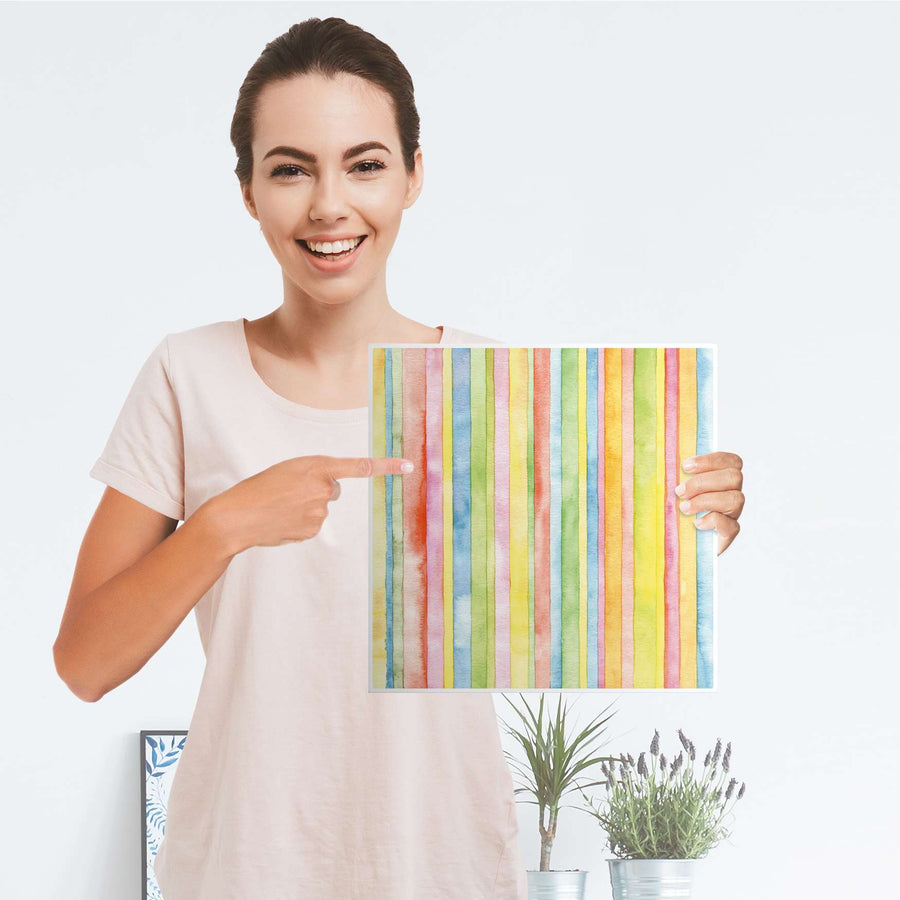 Selbstklebende Folie Watercolor Stripes - IKEA Kallax Regal 1 Türe - Folie