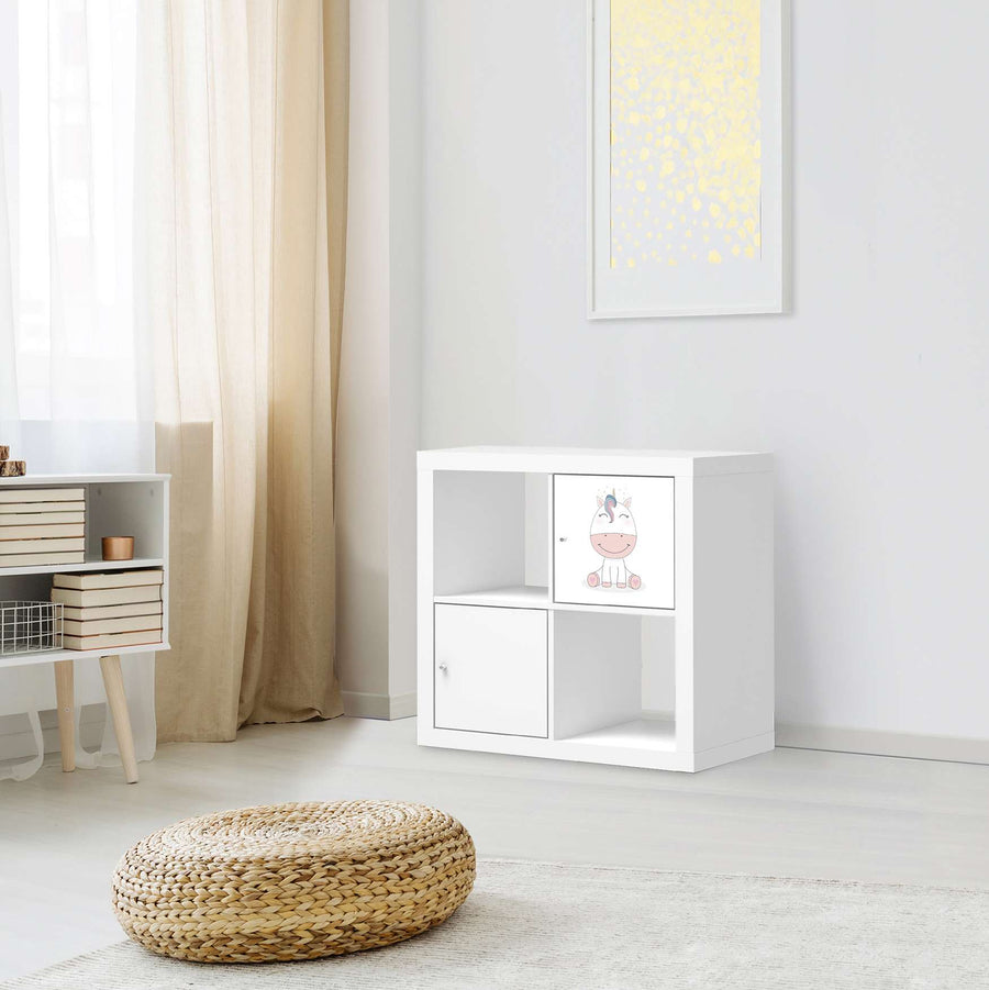 Selbstklebende Folie Baby Unicorn - IKEA Kallax Regal 1 Türe - Kinderzimmer