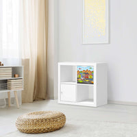 Selbstklebende Folie City Life - IKEA Kallax Regal 1 Türe - Kinderzimmer