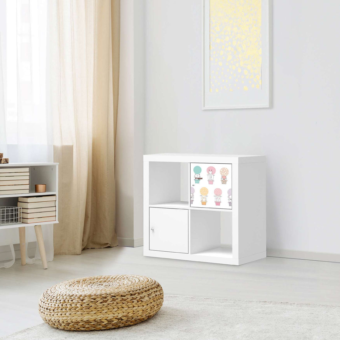 Selbstklebende Folie Flying Animals - IKEA Kallax Regal 1 Türe - Kinderzimmer