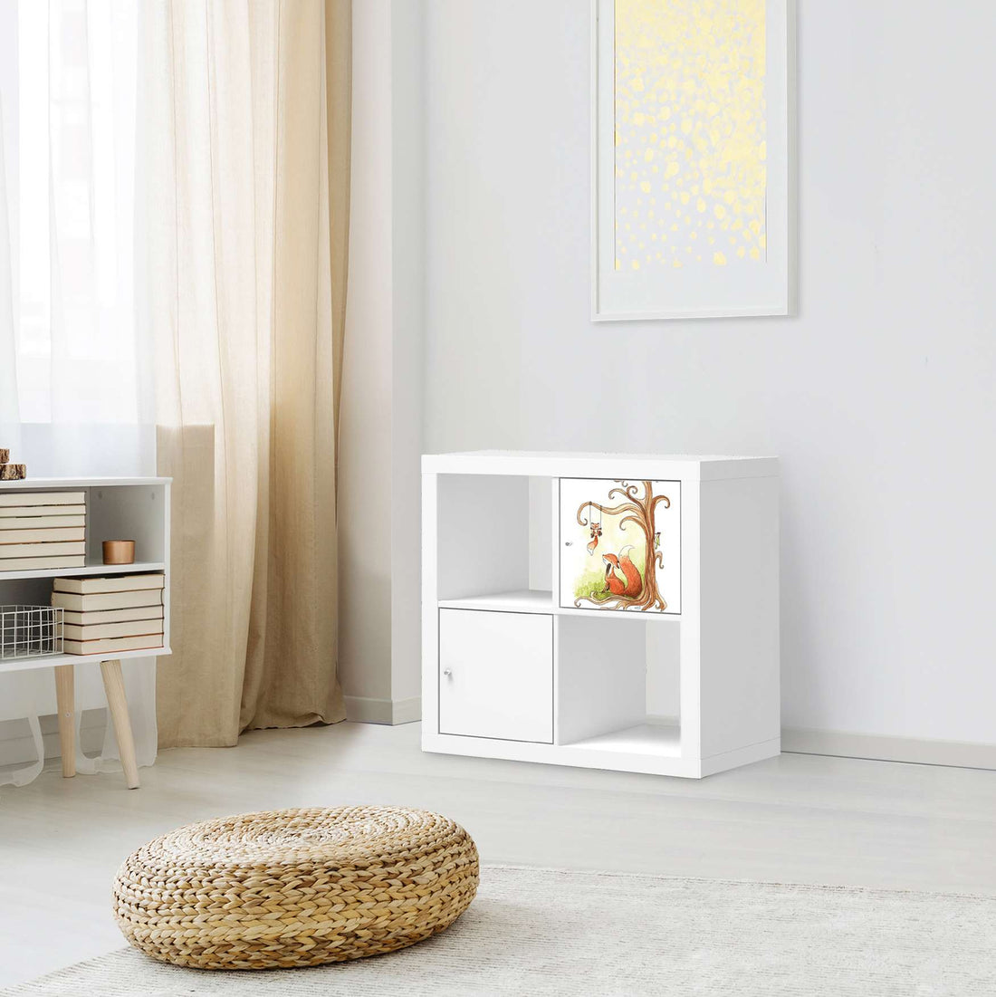 Selbstklebende Folie Füchse - IKEA Kallax Regal 1 Türe - Kinderzimmer