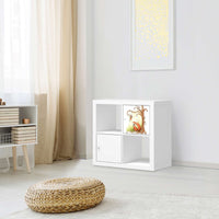 Selbstklebende Folie Füchse - IKEA Kallax Regal 1 Türe - Kinderzimmer