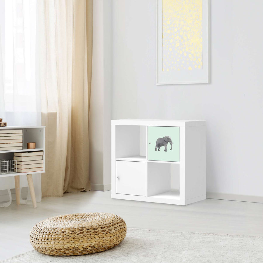Selbstklebende Folie Origami Elephant - IKEA Kallax Regal 1 Türe - Kinderzimmer